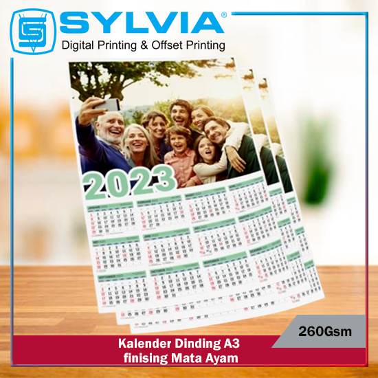 Kalender Dinding A3 260Gsm Finising Mata Ayam