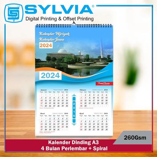 Kalender Dinding A3 4 Bulan Perlembar 260Gsm + Spiral