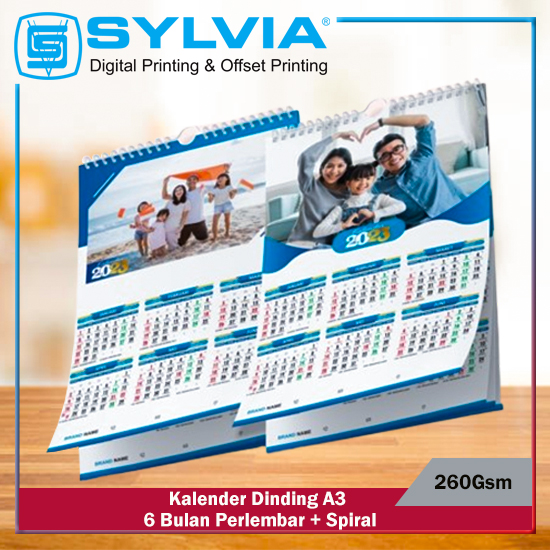 Kalender Dinding A3 6 Bulan Perlembar 260Gsm + Spiral