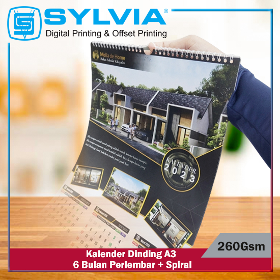 Kalender Dinding A3 6 Bulan Perlembar 260Gsm + Spiral
