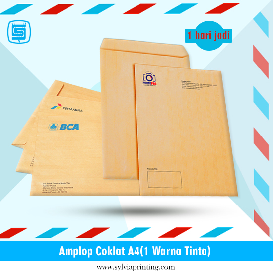 Amplop Coklat A4(1 Warna Tinta) 