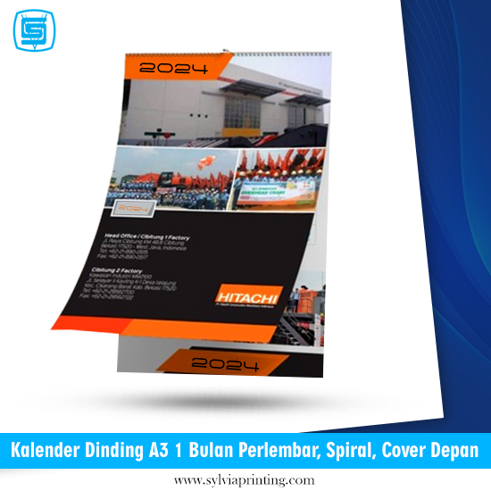 Kalender Dinding A3 1 Bulan Perlembar 260Gsm + Spiral + Cover Depan