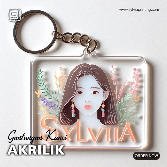  Gantungan Kunci Akrilik Tebal 3mm (Uk 5X5cm) Print UV Flatbed 