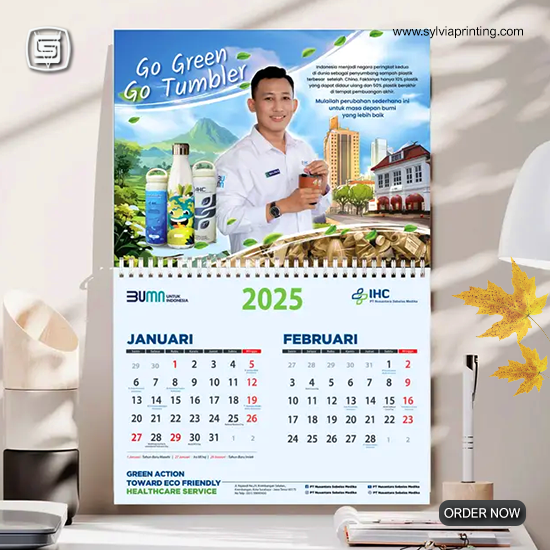 Kalender Dinding A3 2 Bulan Perlembar 260Gsm + Spiral