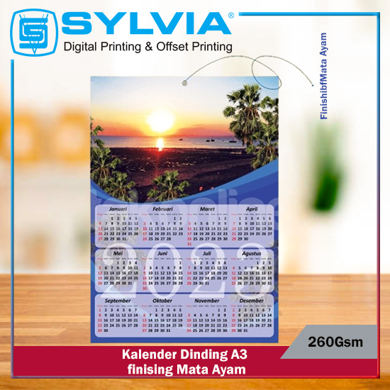 Kalender Dinding A3 260Gsm Finising Mata Ayam